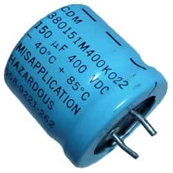 150uF 400V Radial Snap In Electrolytic Capacitor CDE 380151M400K022 - click for details
