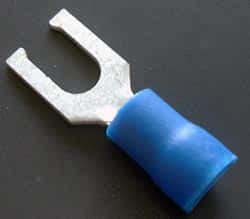 Solderless Crimp Terminal 0.25 Spade Blue Lugs FV1614-4LST - click for details