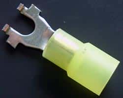Solderless Crimp Terminals 0.3 Flanged Spade Yellow Stud 8 Connectors - click for details