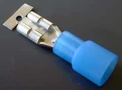 Solderless Crimp Terminals 0.187 Quick Connect Blue Lug F Connectors - click for details