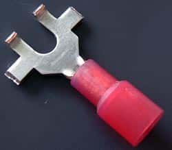 Solderless Crimp Terminals 0.3 Flanged Spade Red Lug Connectors - click for details