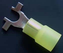Solderless Crimp Terminals 0.3 Spade Yellow Stud 10 Connectors - click for details