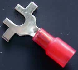 Solderless Crimp Terminals 0.3 Spade Red Stud 6 Connectors - click for details