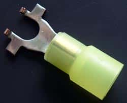 Solderless Crimp Terminals 0.3 Flanged Spade Yellow Stud 10 Connectors - click for details