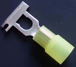 Solderless Crimp Terminal 0.33 Snap Spade Yellow Stud 10 Lug Connector - click for details