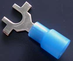 Solderless Crimp Terminals 0.3 Spade Blue Stud 8 Connectors - click for details