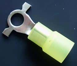 Solderless Crimp Terminals 0.3 Ring Yellow Stud 10 Connectors - click for details