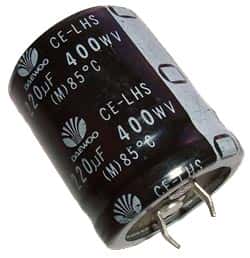 220uF 400V Radial Snap In Electrolytic Capacitor Daewoo LHS Series - click for details