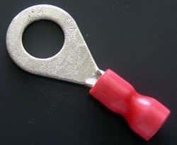 Solderless Crimp Terminal Red Flared Ring Lug R4150SF Hollingsworth - click for details