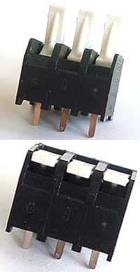 3 Position 18 AWG - 22 AWG 10A Screwless Terminal Block 2SV03 - click for details