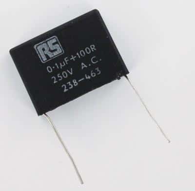 0.1uF 100 ohm 250VAC Contact Suppressor RC  Network RS Components 238-463 - click for details