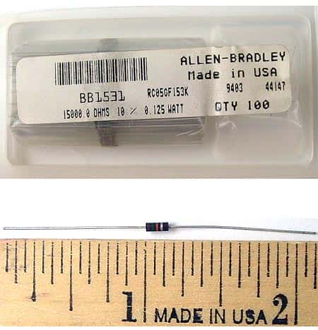 1/8W 15K ohm 10% Allen Bradley Carbon Comp Resistor