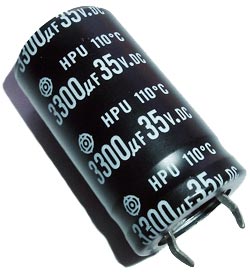 3300uF 35V Radial Snap Mount Electrolytic Capacitor Hitachi® HPU Series