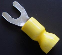 Solderless Crimp Terminal Yellow Fork Spade Lug 12-10 T2054