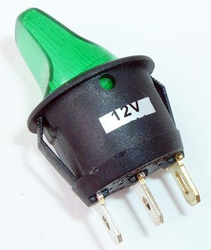 Toggle Switch 20A 12V Green Lighted Automotive