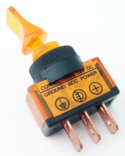 Toggle Switch 20A 12VDC Amber Lighted Automotive