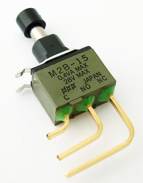 Push Button Momentary Switch .4A 28V On-On NKK M2B15AA5G40-FA