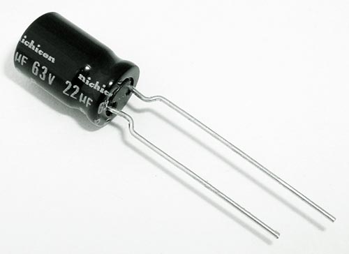 22uf 63v Non Polar Radial Electrolytic Capacitors Nichicon Uvp1j2mpa1ta West Florida Components