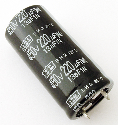 220uF 450V Snap Mount Electrolytic Capacitor Nippon Chemi-Con ESMQ451VSN221MP45S