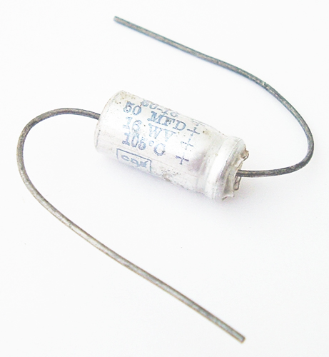 50uF 16V Axial Electrolytic Capacitor Cornell Dubiler