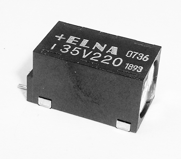 220uF 35V SMT Electrolytic Chip Capacitor Elna RYK-35V221MG4Z-FL