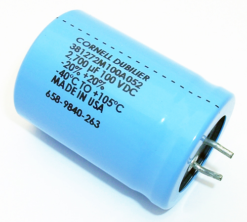 2700uF 100V Snap In Electrolytic Capacitors CDE 381272M100A052