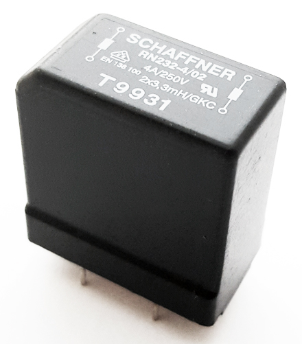 2 x 3.3mH 4A 250 VAC Current Compensated Choke Inductor Schaffner