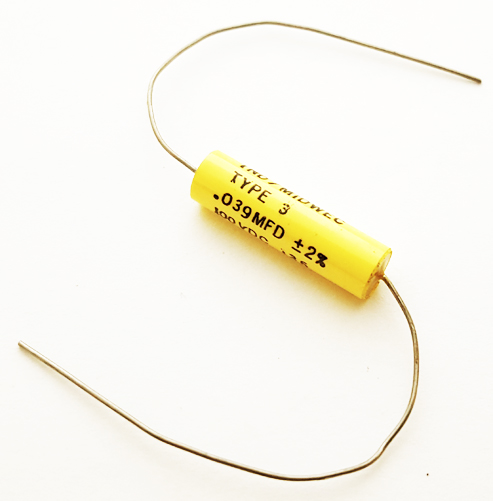 0.039uF 0.039 uF 100V 2&#37; Axial Polyester Film Capacitor Vintage Ind&#47;Midwec Type 3 136