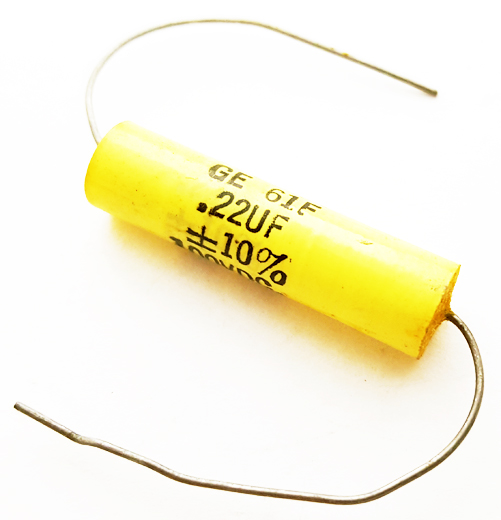 0.22uF .22 uF 100V 10&#37; Axial Polyester Film Capacitor Vintage GE 61F