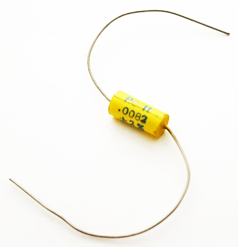 0.0082uF 100V 2&#37; Axial Polyester Film Capacitor Vintage Mepco PC11 Series