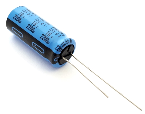 2200uF 16V Radial Electrolytic Capacitor 2222-135-55222 Philips