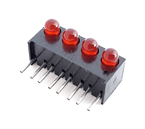 Red 3mm Quad LED Circuit Board Indicator Light Bar Dialight 551-0407-004