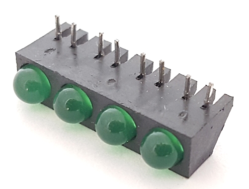 Green 5mm Quad LED Circuit Board Indicator Light Bar Lumex SSF-LXH400GD