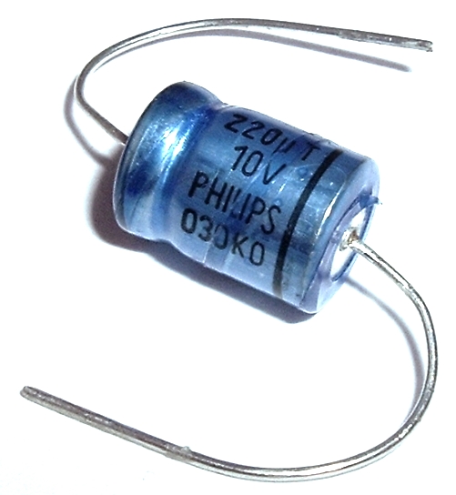 220uF 10V Axial Electrolytic Capacitor Philips