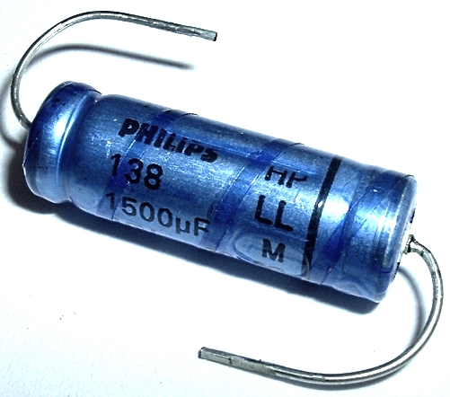 1500uF 1500 uF 10V Axial Electrolytic Capcitor Philips 2222-138-24152
