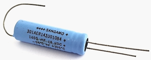 1400uF 1400 uF 10V Axial Electrolytic Capacitor Sangamo 301AER142U010B4