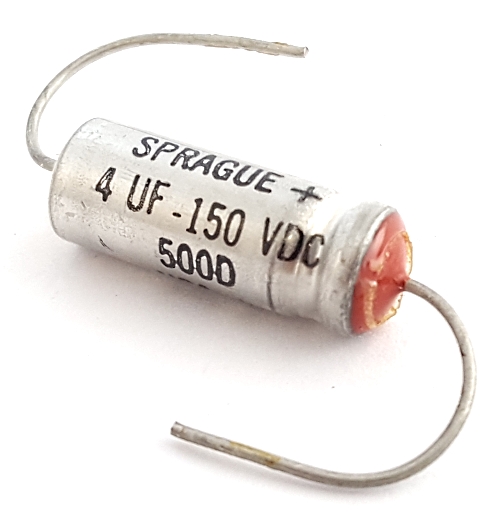 4.0uF 4 UF 150V Axial Electrolytic Capacitor Vintage Sprague 500D405M150DC2A
