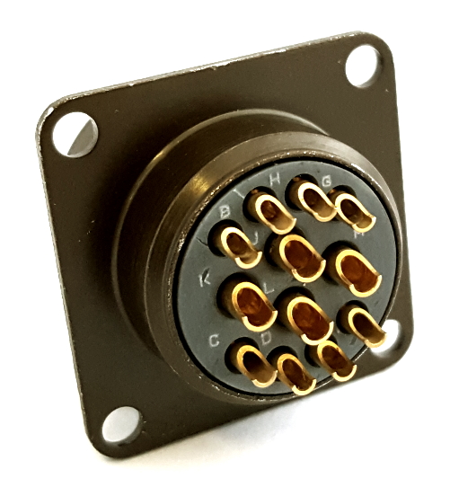 851-02E14-12P50 12 Position Circular Square Flange Receptacle Connector MIL Souriau®