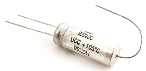 15uF 200V Vintage 3-Lead Radial Electrolytic Capacitor United Chemi-Con® 672D Series