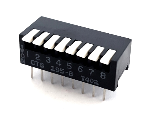 8 Position Piano Dip Switch SPST 50mA 24V CTS® 195-8MS