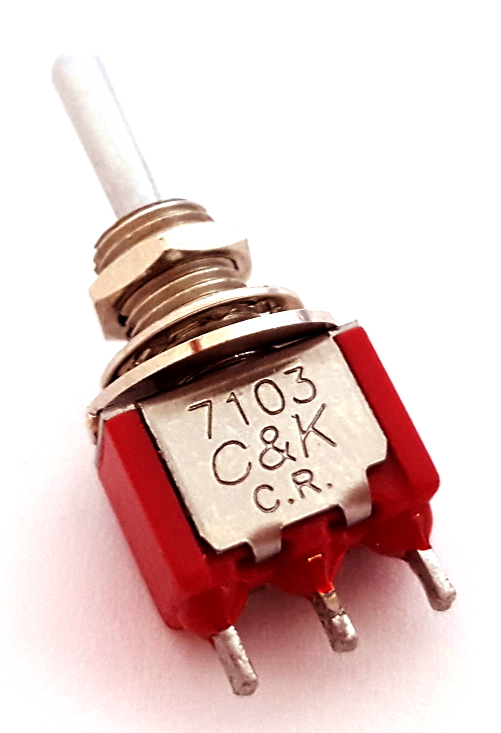 Toggle Switch 0.4VA 20V AC&#47;DC SPDT ON-OFF-ON C&#38;K Components® 7103SYCQE