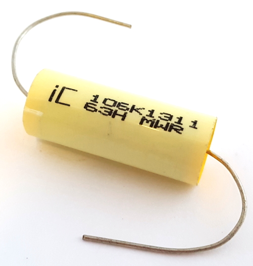 10uF 63V Axial Polyester Film Capacitor Illinois Capacitor® 106MWR063K
