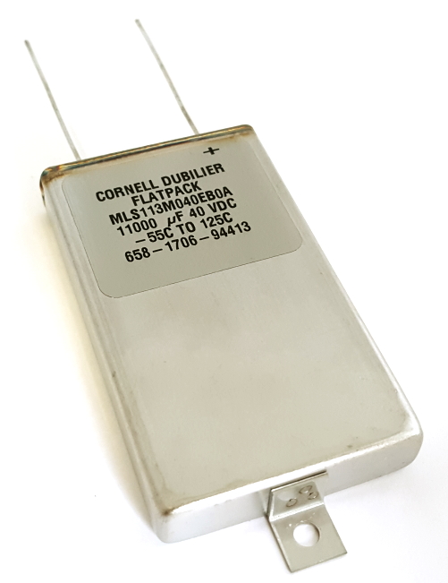 11,000uF 40V 125° Flatpack Electrolytic Capacitor Cornell Dubilier® MLS113M040EB0A