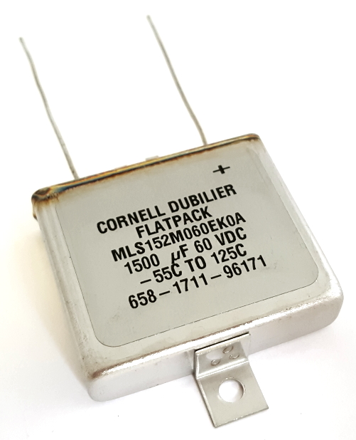 1500uF 60V 125° Flatpack Electrolytic Capacitor Cornell Dubilier® MLS152M060EK0A