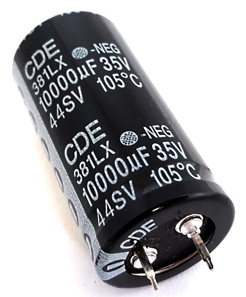 10,000uF 35V Radial Snap In Electrolytic Capacitor Cornell Dubilier® 381LX103M035J052