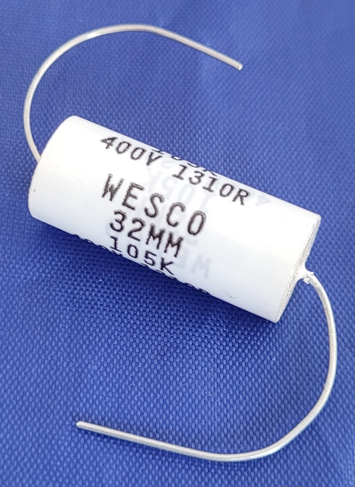 1.0uF 400V Axial Polyester Film Capacitor Wesco® 32MM105K400