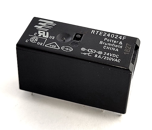 8A 24Vdc DPDT-NO, NC Power Relay Potter &#38; Brumfield® RTE24024F