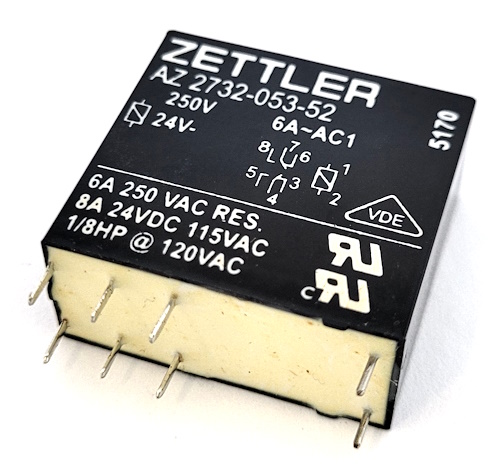 10A 24V DPDT Miniature Power Relay Sealed Zettler® AZ2732-053-52